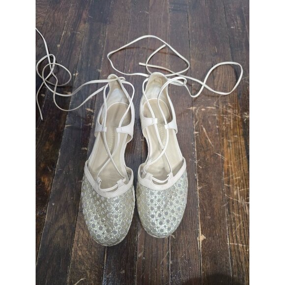 Stuart Weitzman Gold Lace Up Gladiator Espadrille Sandal - Picture 4 of 16